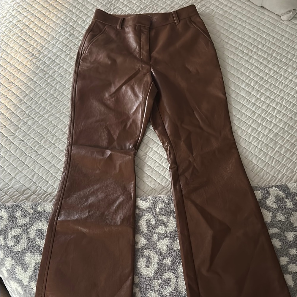 Babaton Brown Leather Pants